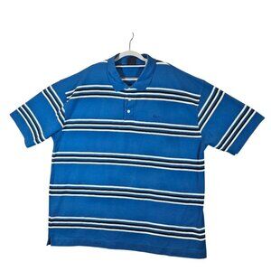 Kani Gold Mens Polo Shirt 4X Blue Stripe Short Sleeve casual breathable vacation